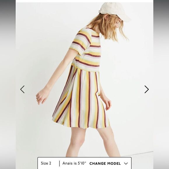 NWT Madewell Striped Scoop-Back Dress - Picture 1 of 16